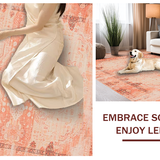 Ultra Soft Area Rug, Non Slip, Stain Resistant, Washable Area Rugs for Living Room, Bedroom, Elegant Terracotta Floral Motif(Orange)