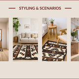 Ultra Soft Area Rug, Non Slip, Stain Resistant, Washable Area Rugs for Living Room, Bedroom, Warm Toned Ethnic Patterning(Black)