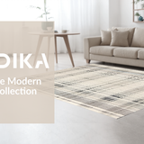 Ultra Soft Area Rug, Non Slip, Stain Resistant, Washable Area Rugs for Living Room, Bedroom, Elegant Monochrome Striped Area Rug with Retro Vibes and Geometric Design(Beige)