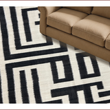 Ultra Soft Area Rug, Non Slip, Stain Resistant, Washable Area Rugs for Living Room, Bedroom, Contemporary Black and Ivory Fusion(Black)