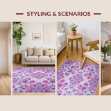 Ultra Soft Area Rug, Non Slip, Stain Resistant, Washable Area Rugs for Living Room, Bedroom, Stylish Rustic Floral Accent(Purple)