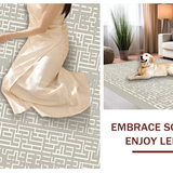 Ultra Soft Area Rug, Non Slip, Stain Resistant, Washable Area Rugs for Living Room, Bedroom, Cozy Textured Ogee Composition(Gray)