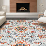 Ultra Soft Area Rug, Non Slip, Stain Resistant, Washable Area Rugs for Living Room, Bedroom, Chic Vintage Floral Motif(White)