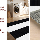 Ultra Soft Area Rug, Non Slip, Stain Resistant, Washable Area Rugs for Living Room, Bedroom, Rustic Two-Tone Symmetrical Design(Black)