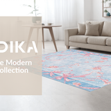 Ultra Soft Area Rug, Non Slip, Stain Resistant, Washable Area Rugs for Living Room, Bedroom, Scalloped Ribbon Edge Rug With Oversized Bow Motif And Preppy Curved Shapes(Blue)