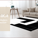 Ultra Soft Area Rug, Non Slip, Stain Resistant, Washable Area Rugs for Living Room, Bedroom, Elegant Black and White Pattern(Black)