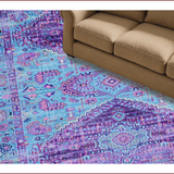 Ultra Soft Area Rug, Non Slip, Stain Resistant, Washable Area Rugs for Living Room, Bedroom, Elegant Violet Tiled Pattern(Blue)