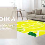 Ultra Soft Area Rug, Non Slip, Stain Resistant, Washable Area Rugs for Living Room, Bedroom, Fresh Lemon Motif Bath Accessory(Yellow)
