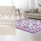 Ultra Soft Area Rug, Non Slip, Stain Resistant, Washable Area Rugs for Living Room, Bedroom, Rustic Earthy Floral Patterns(White)