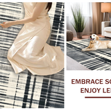 Ultra Soft Area Rug, Non Slip, Stain Resistant, Washable Area Rugs for Living Room, Bedroom, Elegant Contrasting Stripe Pattern Rug Washable Holiday Welcome Decor(Gray)