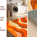 Ultra Soft Area Rug, Non Slip, Stain Resistant, Washable Area Rugs for Living Room, Bedroom, Eclectic Psychedelic Artful Vibe(Orange)