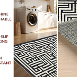 Ultra Soft Area Rug, Non Slip, Stain Resistant, Washable Area Rugs for Living Room, Bedroom, Monochromatic Maze: Modern Black And White Striped Rug(Black)