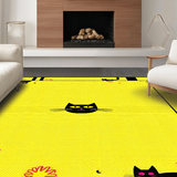 Ultra Soft Area Rug, Non Slip, Stain Resistant, Washable Area Rugs for Living Room, Bedroom, Contemporary Minimalist Cat Emblem Style(Yellow)