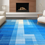 Ultra Soft Area Rug, Non Slip, Stain Resistant, Washable Area Rugs for Living Room, Bedroom, Whimsical Abstract Expressionist Style(Blue)