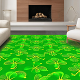 Ultra Soft Area Rug, Non Slip, Stain Resistant, Washable Area Rugs for Living Room, Bedroom, Rustic Textured Lucky Leaf Design(Green)