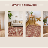 Ultra Soft Area Rug, Non Slip, Stain Resistant, Washable Area Rugs for Living Room, Bedroom, Rustic Gingerbread Braided Aesthetic(Red)