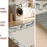 Ultra Soft Area Rug, Non Slip, Stain Resistant, Washable Area Rugs for Living Room, Bedroom, Rustic Off-White Curved Design(Beige)
