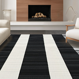 Ultra Soft Area Rug, Non Slip, Stain Resistant, Washable Area Rugs for Living Room, Bedroom, Modern Textured Black and White Style(Black)