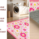 Ultra Soft Area Rug, Non Slip, Stain Resistant, Washable Area Rugs for Living Room, Bedroom, Delicate Flower Arrangement Style(Pink)