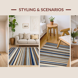 Ultra Soft Area Rug, Non Slip, Stain Resistant, Washable Area Rugs for Living Room, Bedroom, Eclectic Multi-Hued Striped Aesthetic(Brown)