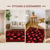 Ultra Soft Area Rug, Non Slip, Stain Resistant, Washable Area Rugs for Living Room, Bedroom, Whimsical Dice-Themed Visual Statement(Red)