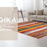 Ultra Soft Area Rug, Non Slip, Stain Resistant, Washable Area Rugs for Living Room, Bedroom, Vibrant Striped Chindi Aesthetic(Red)