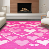 Ultra Soft Area Rug, Non Slip, Stain Resistant, Washable Area Rugs for Living Room, Bedroom, Trendy Abstract Heart Shapes(Pink)