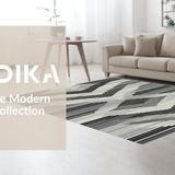 Ultra Soft Area Rug, Non Slip, Stain Resistant, Washable Area Rugs for Living Room, Bedroom, Dynamic Striped Contemporary Flair(Black)