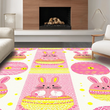 Ultra Soft Area Rug, Non Slip, Stain Resistant, Washable Area Rugs for Living Room, Bedroom, Vibrant Pastel Egg Decorative Motif(Pink)