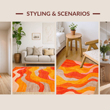 Ultra Soft Area Rug, Non Slip, Stain Resistant, Washable Area Rugs for Living Room, Bedroom, Funky Earth Tones Pattern(Orange)