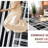 Ultra Soft Area Rug, Non Slip, Stain Resistant, Washable Area Rugs for Living Room, Bedroom, Layered Doorstep Rug with Artistic Stripe Harmony and Modern Geometric Flair(Black)