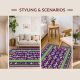 Ultra Soft Area Rug, Non Slip, Stain Resistant, Washable Area Rugs for Living Room, Bedroom, Contemporary Fleur-De-Lis Theme(Purple)
