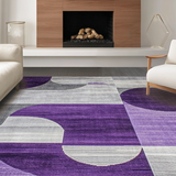 Ultra Soft Area Rug, Non Slip, Stain Resistant, Washable Area Rugs for Living Room, Bedroom, Contemporary Silver Grey Pattern(Purple)