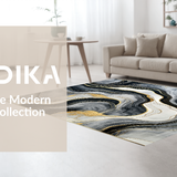 Ultra Soft Area Rug, Non Slip, Stain Resistant, Washable Area Rugs for Living Room, Bedroom, Chic Gray and Gold Composition(Black)