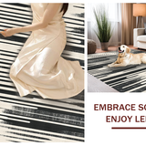 Ultra Soft Area Rug, Non Slip, Stain Resistant, Washable Area Rugs for Living Room, Bedroom, Avant-Garde Striped Rug, Artistic Monochrome Carpet, Graphic Linear Design(Black)