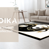 Ultra Soft Area Rug, Non Slip, Stain Resistant, Washable Area Rugs for Living Room, Bedroom, Chic Minimalist Yin Yang Harmony(Black)