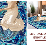 Ethnic Symbolic Patterned Floor Covering(Blue)