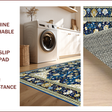 Ultra Soft Area Rug, Non Slip, Stain Resistant, Washable Area Rugs for Living Room, Bedroom, Elegant Floral White Blossom Style(Blue)