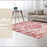 Ultra Soft Area Rug, Non Slip, Stain Resistant, Washable Area Rugs for Living Room, Bedroom, Elegant Vintage Floral Arrangement(Pink)