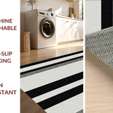 Ultra Soft Area Rug, Non Slip, Stain Resistant, Washable Area Rugs for Living Room, Bedroom, Bold Contrast: Black & White Stripe Modern Floor Rug(Gray)