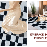 Ultra Soft Area Rug, Non Slip, Stain Resistant, Washable Area Rugs for Living Room, Bedroom, Modern Black and White Non-Slip Playroom Rug(Black)