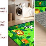 Ultra Soft Area Rug, Non Slip, Stain Resistant, Washable Area Rugs for Living Room, Bedroom, Lively Multicolor Animal Print(Green)
