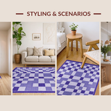 Ultra Soft Area Rug, Non Slip, Stain Resistant, Washable Area Rugs for Living Room, Bedroom, Contemporary Purple Geometric Fantasy(Purple)