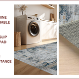 Ultra Soft Area Rug, Non Slip, Stain Resistant, Washable Area Rugs for Living Room, Bedroom, Rustic Grey Distressed Medallion(Gray)