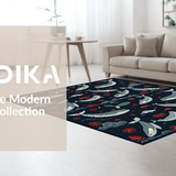 Ultra Soft Area Rug, Non Slip, Stain Resistant, Washable Area Rugs for Living Room, Bedroom, Rustic Handcrafted Marine Emblem(Blue)