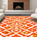 Ultra Soft Area Rug, Non Slip, Stain Resistant, Washable Area Rugs for Living Room, Bedroom, Rustic Textured Ogee Arrangement(Orange)
