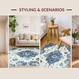 Elegant Ivory Blue Abstract Design(Beige)