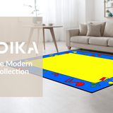 Ultra Soft Area Rug, Non Slip, Stain Resistant, Washable Area Rugs for Living Room, Bedroom, Whimsical Sound Wave Motif(Yellow)