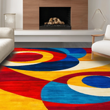 Ultra Soft Area Rug, Non Slip, Stain Resistant, Washable Area Rugs for Living Room, Bedroom, Dynamic Multicolored Swirl Aesthetic(Red)