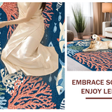 Ultra Soft Area Rug, Non Slip, Stain Resistant, Washable Area Rugs for Living Room, Bedroom, Coral Reef Nautical Motif(Blue)